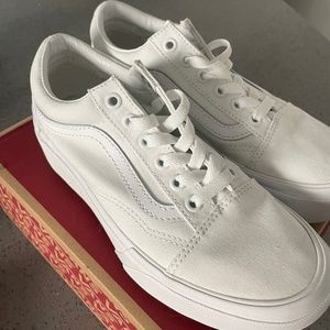 White Old Skool Stacked Platform Vans